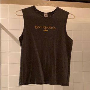 Gray Flying Saucer “Beer Goddess” tank top